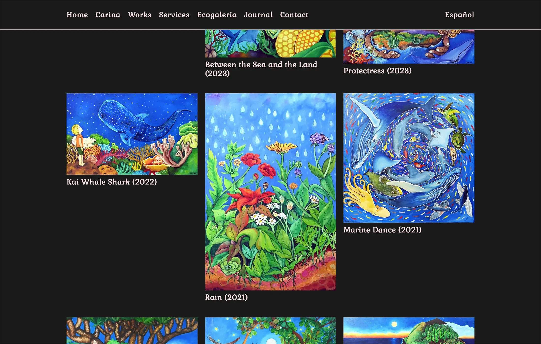 ArteCarina – web design screenshot – grid