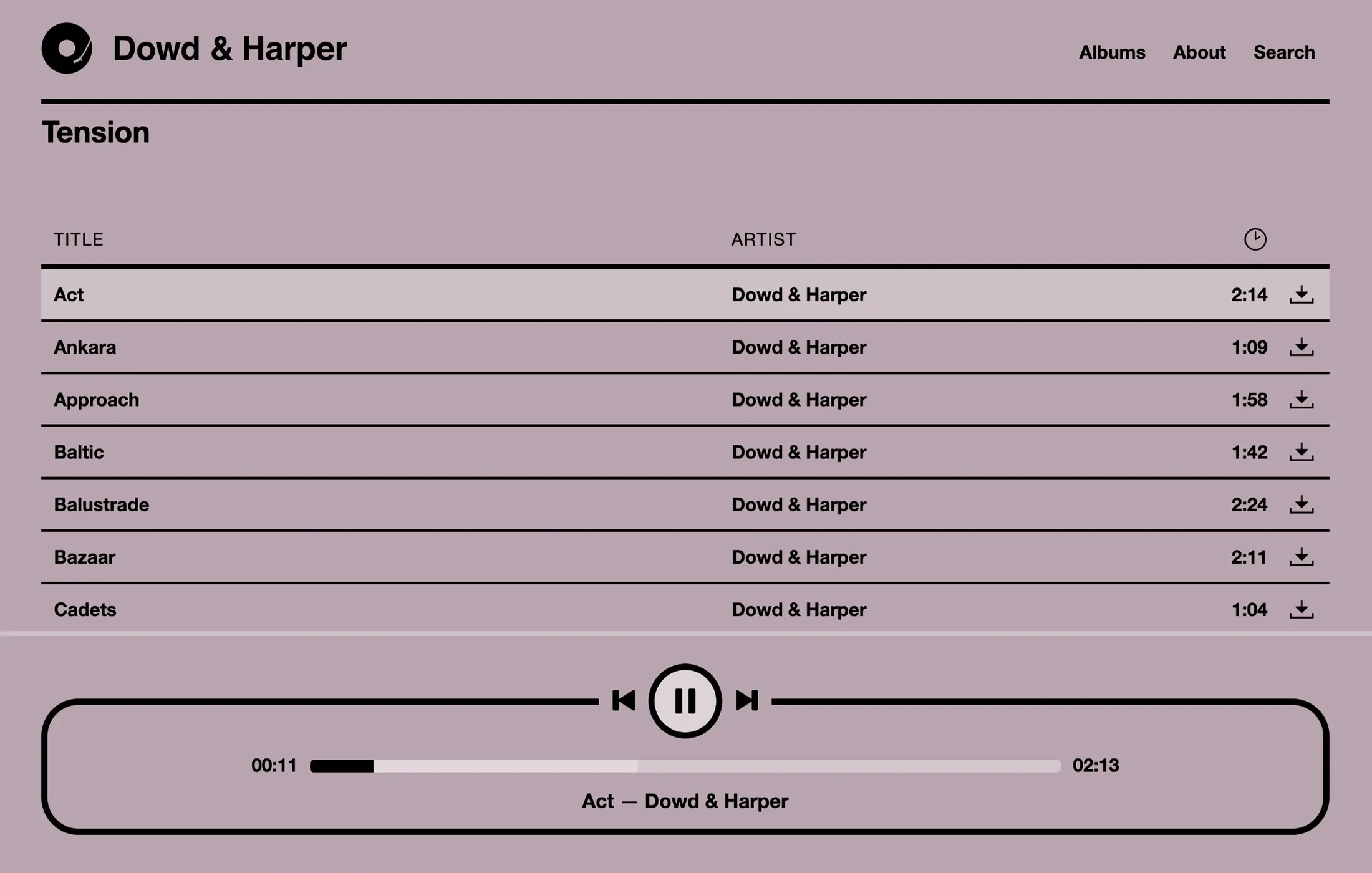 Dowd & Harper website design – playlist