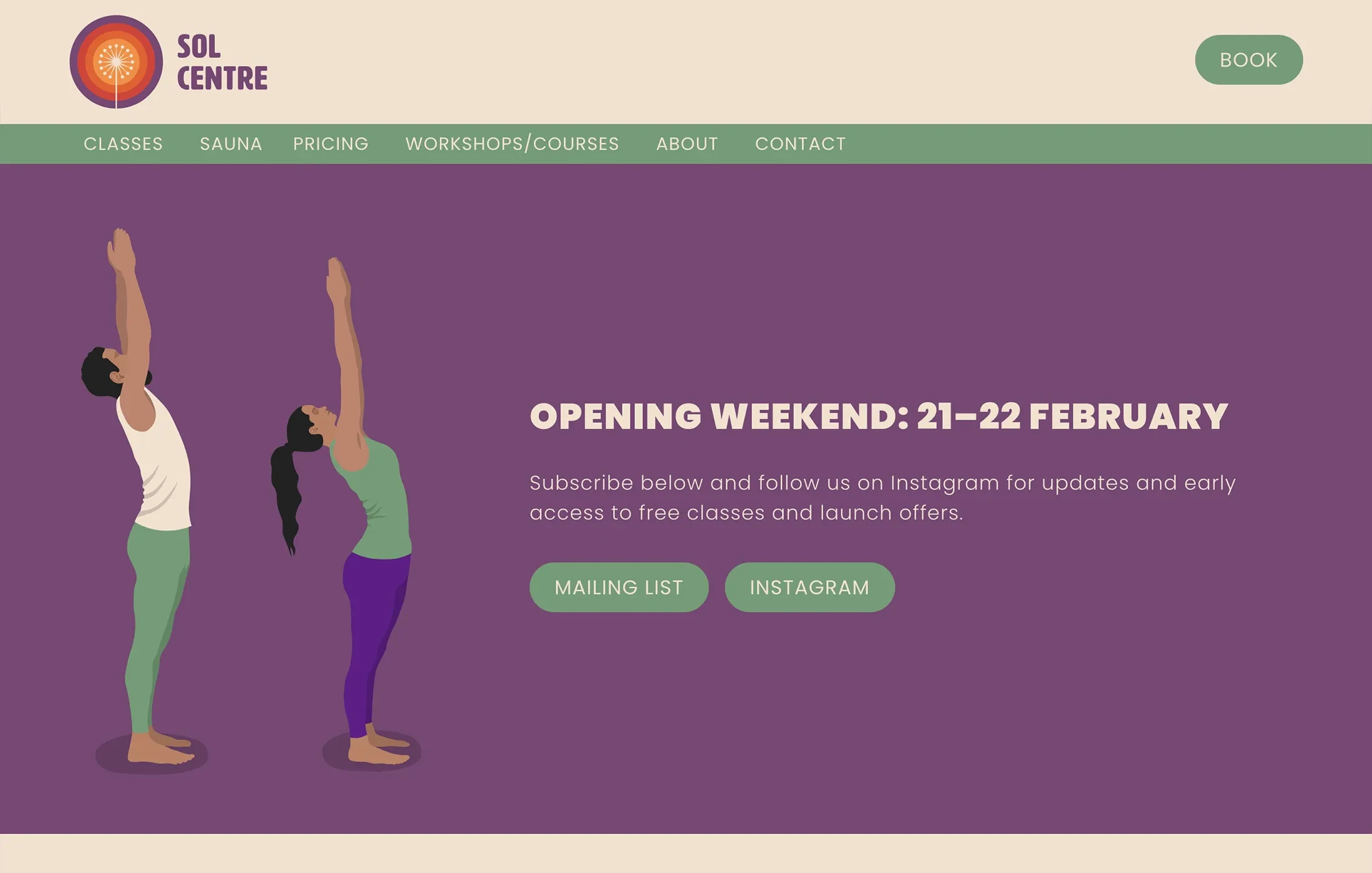 Sol Centre – website design – homepage